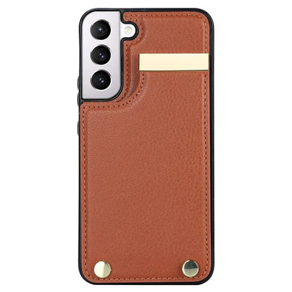 For Samsung Galaxy S22 5G Cover Anti-scratch TPU+PU Leather Metal Decor Smart Phone Case