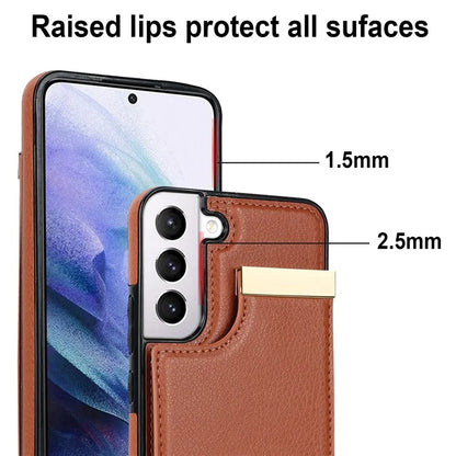 For Samsung Galaxy S22 5G Cover Anti-scratch TPU+PU Leather Metal Decor Smart Phone Case