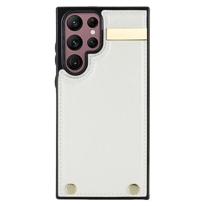 For Samsung Galaxy S22 Ultra 5G Cover Card Slots TPU+PU Leather Cell Phone Case with Metal Decor
