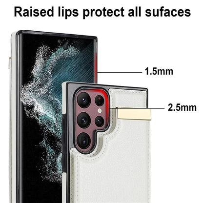 For Samsung Galaxy S22 Ultra 5G Cover Card Slots TPU+PU Leather Cell Phone Case with Metal Decor