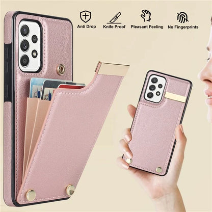 For Samsung Galaxy A52 4G / A52 5G / A52s 5G Case TPU+Leather Metal Decor Phone Cover with Card Holder