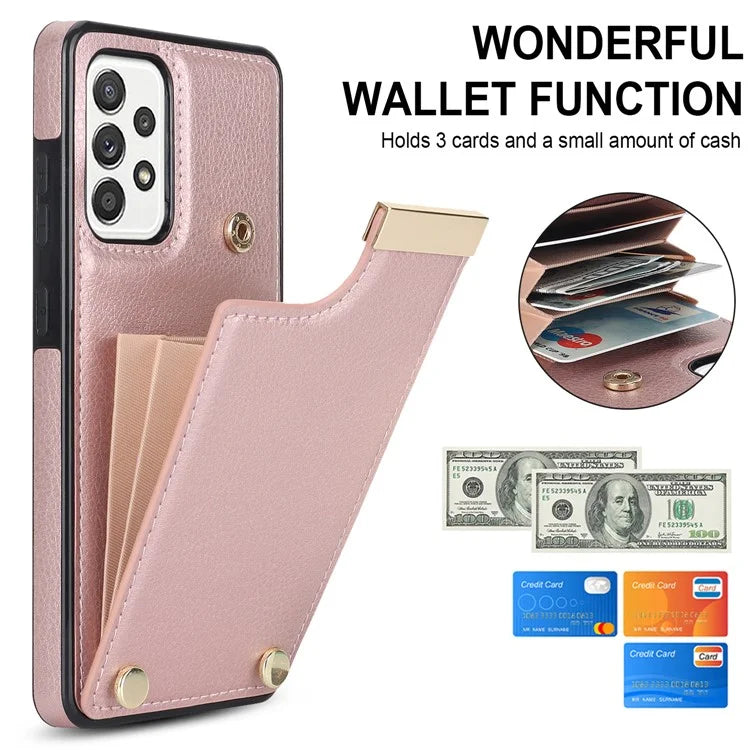 For Samsung Galaxy A52 4G / A52 5G / A52s 5G Case TPU+Leather Metal Decor Phone Cover with Card Holder