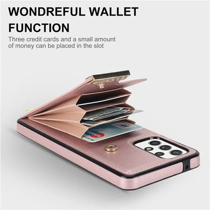 For Samsung Galaxy A52 4G / A52 5G / A52s 5G Case TPU+Leather Metal Decor Phone Cover with Card Holder