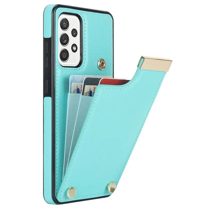 For Samsung Galaxy A52 4G / A52 5G / A52s 5G Case TPU+Leather Metal Decor Phone Cover with Card Holder