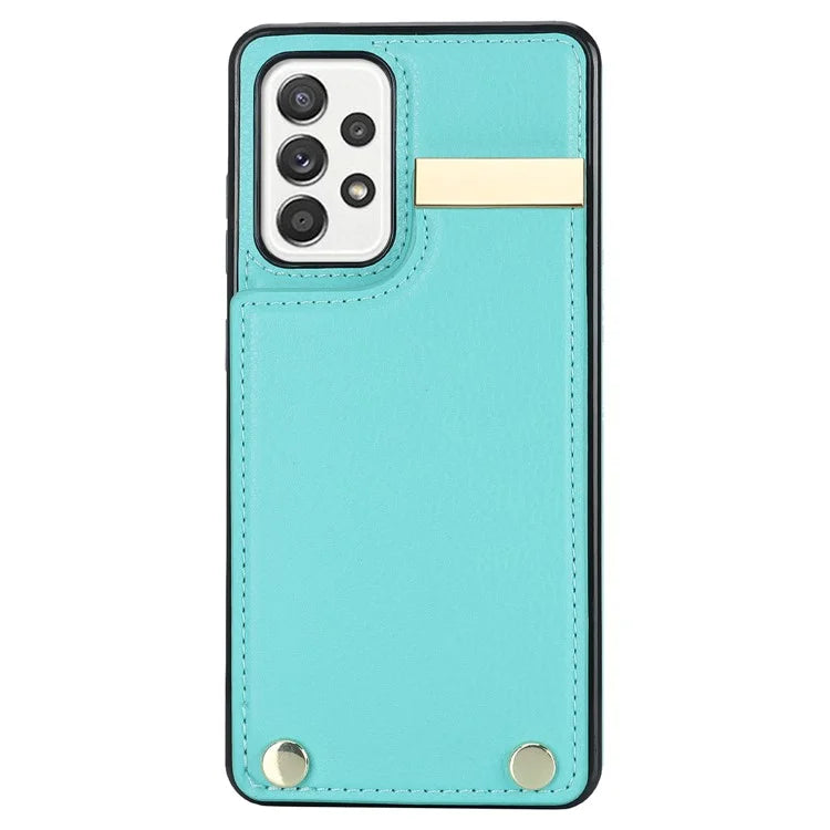 For Samsung Galaxy A52 4G / A52 5G / A52s 5G Case TPU+Leather Metal Decor Phone Cover with Card Holder