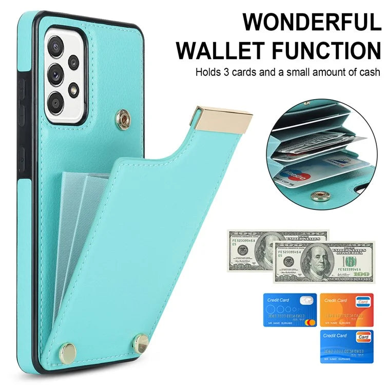 For Samsung Galaxy A52 4G / A52 5G / A52s 5G Case TPU+Leather Metal Decor Phone Cover with Card Holder
