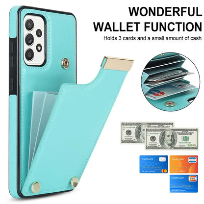 For Samsung Galaxy A52 4G / A52 5G / A52s 5G Case TPU+Leather Metal Decor Phone Cover with Card Holder