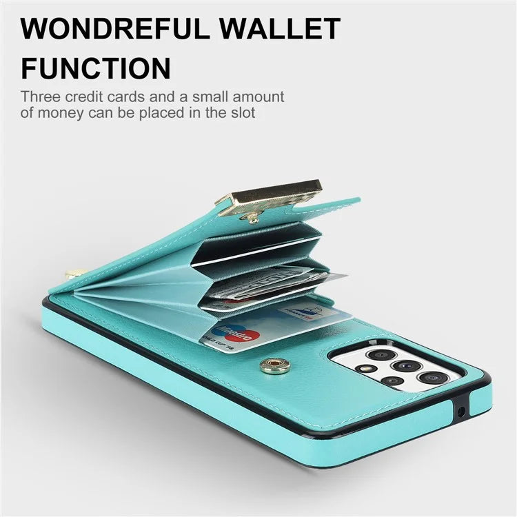 For Samsung Galaxy A52 4G / A52 5G / A52s 5G Case TPU+Leather Metal Decor Phone Cover with Card Holder