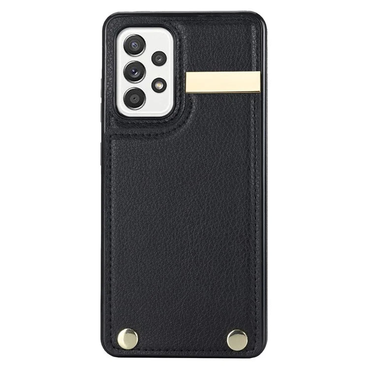 For Samsung Galaxy A52 4G / A52 5G / A52s 5G Case TPU+Leather Metal Decor Phone Cover with Card Holder