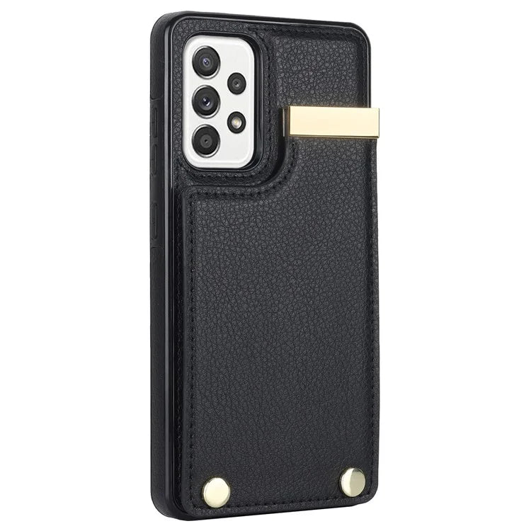 For Samsung Galaxy A52 4G / A52 5G / A52s 5G Case TPU+Leather Metal Decor Phone Cover with Card Holder
