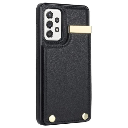 For Samsung Galaxy A52 4G / A52 5G / A52s 5G Case TPU+Leather Metal Decor Phone Cover with Card Holder