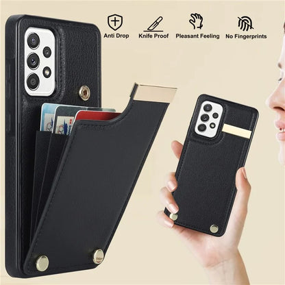 For Samsung Galaxy A52 4G / A52 5G / A52s 5G Case TPU+Leather Metal Decor Phone Cover with Card Holder
