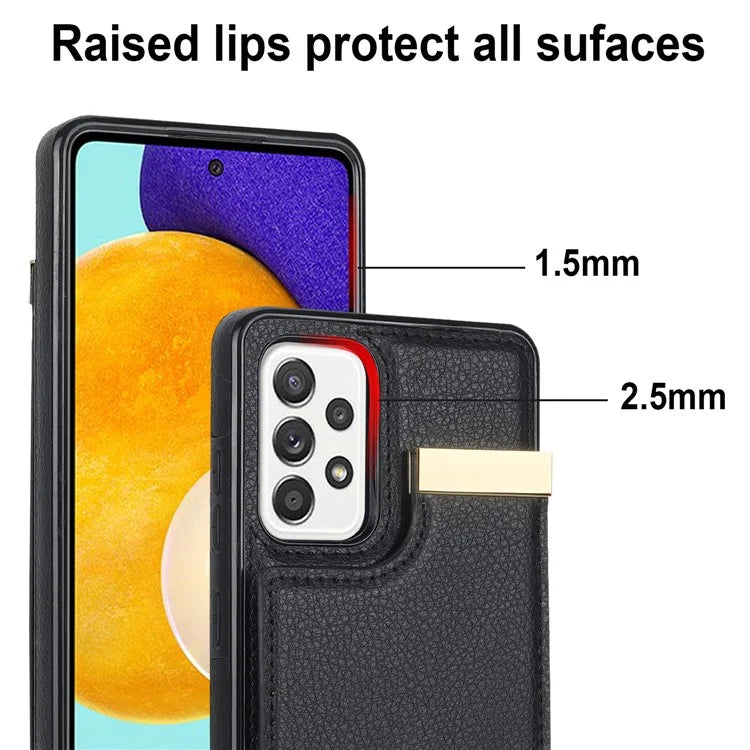 For Samsung Galaxy A52 4G / A52 5G / A52s 5G Case TPU+Leather Metal Decor Phone Cover with Card Holder