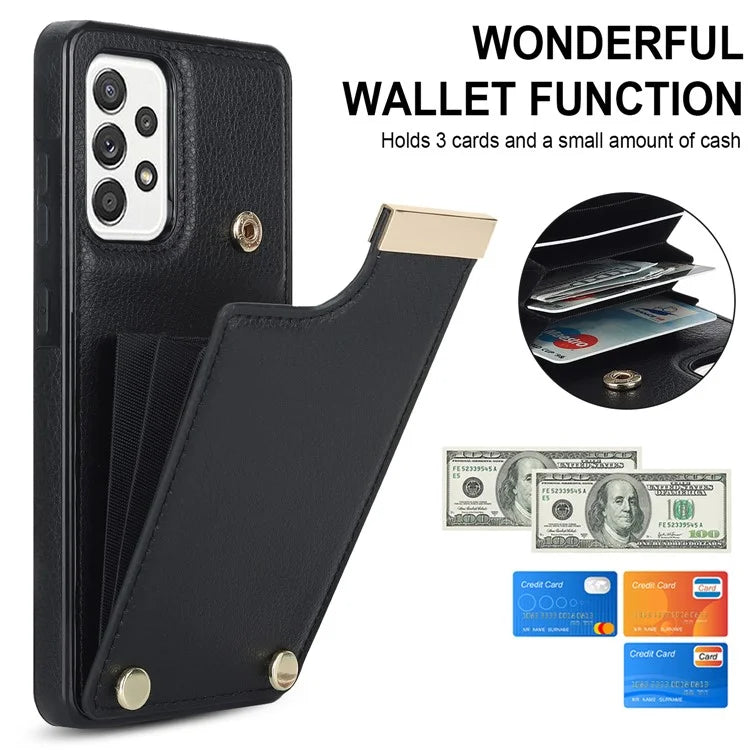 For Samsung Galaxy A52 4G / A52 5G / A52s 5G Case TPU+Leather Metal Decor Phone Cover with Card Holder