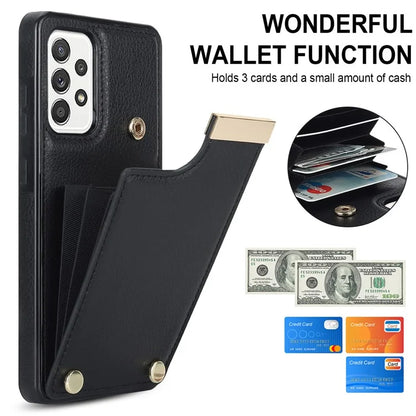 For Samsung Galaxy A52 4G / A52 5G / A52s 5G Case TPU+Leather Metal Decor Phone Cover with Card Holder