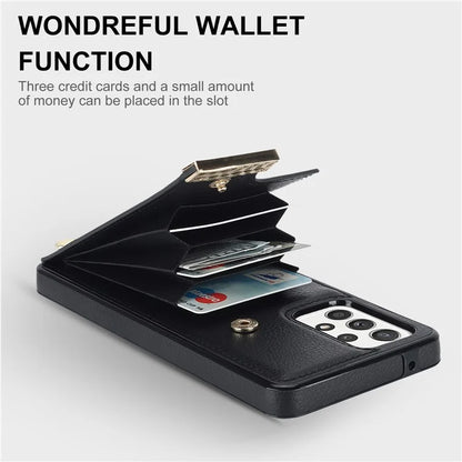 For Samsung Galaxy A52 4G / A52 5G / A52s 5G Case TPU+Leather Metal Decor Phone Cover with Card Holder