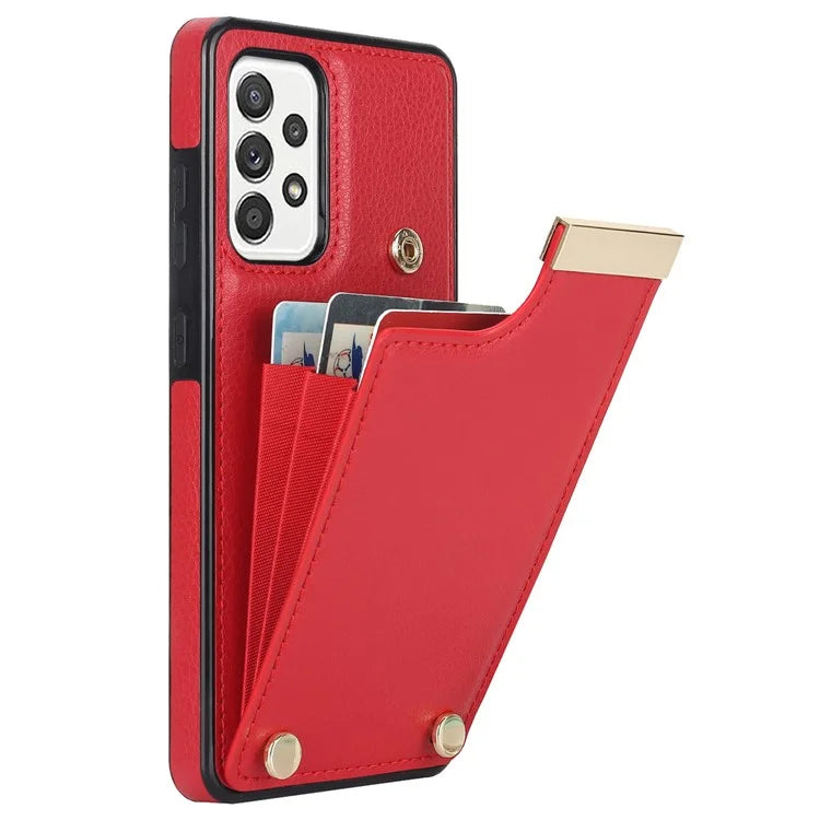 For Samsung Galaxy A52 4G / A52 5G / A52s 5G Case TPU+Leather Metal Decor Phone Cover with Card Holder