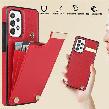 For Samsung Galaxy A52 4G / A52 5G / A52s 5G Case TPU+Leather Metal Decor Phone Cover with Card Holder