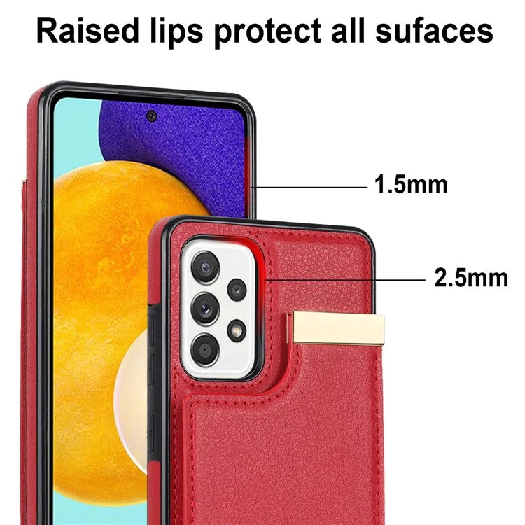 For Samsung Galaxy A52 4G / A52 5G / A52s 5G Case TPU+Leather Metal Decor Phone Cover with Card Holder