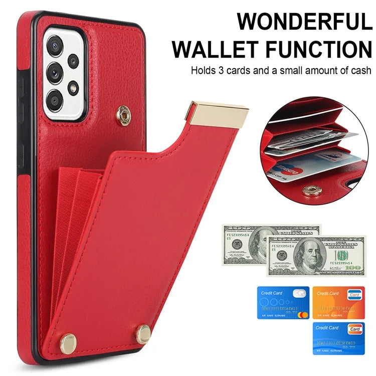 For Samsung Galaxy A52 4G / A52 5G / A52s 5G Case TPU+Leather Metal Decor Phone Cover with Card Holder
