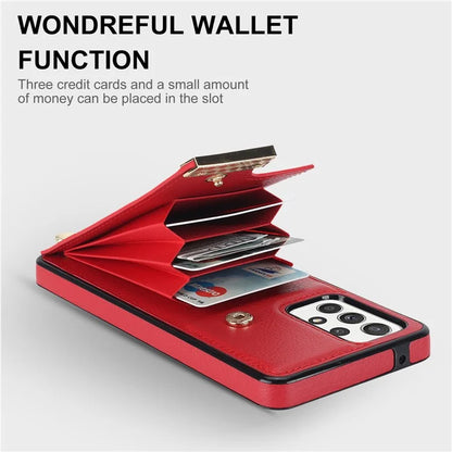 For Samsung Galaxy A52 4G / A52 5G / A52s 5G Case TPU+Leather Metal Decor Phone Cover with Card Holder