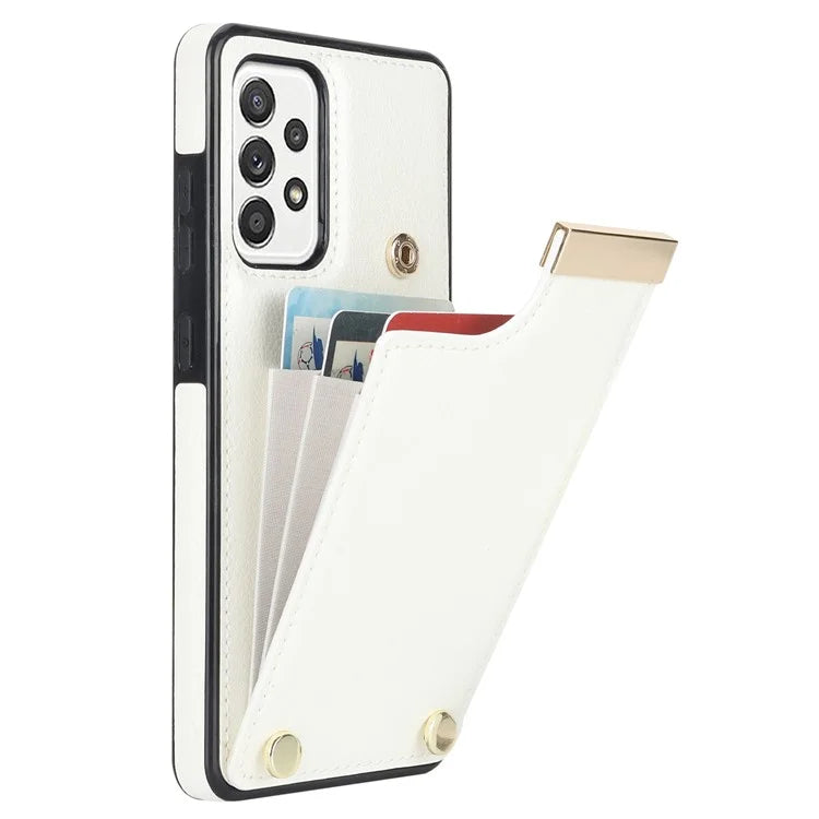 For Samsung Galaxy A52 4G / A52 5G / A52s 5G Case TPU+Leather Metal Decor Phone Cover with Card Holder