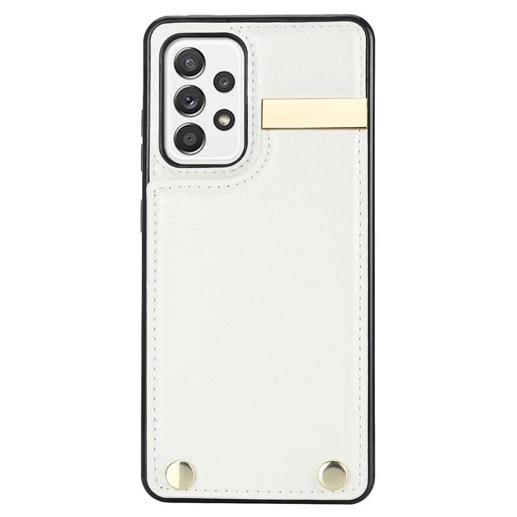 For Samsung Galaxy A52 4G / A52 5G / A52s 5G Case TPU+Leather Metal Decor Phone Cover with Card Holder