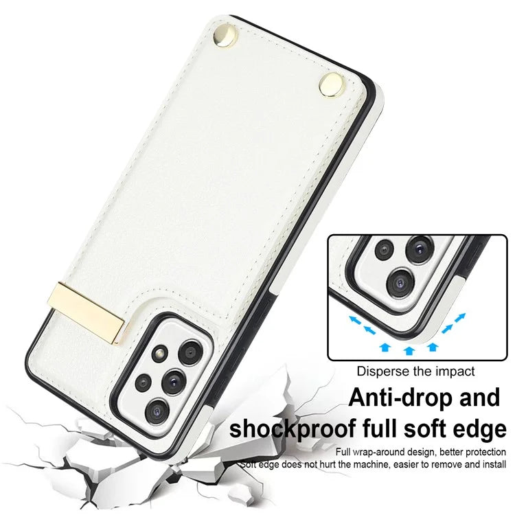 For Samsung Galaxy A52 4G / A52 5G / A52s 5G Case TPU+Leather Metal Decor Phone Cover with Card Holder