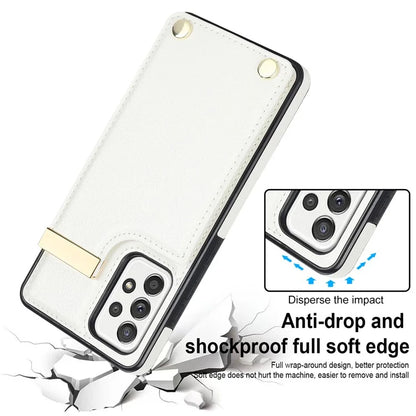 For Samsung Galaxy A52 4G / A52 5G / A52s 5G Case TPU+Leather Metal Decor Phone Cover with Card Holder