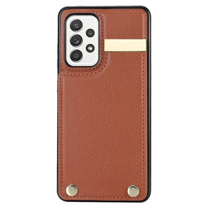 For Samsung Galaxy A52 4G / A52 5G / A52s 5G Case TPU+Leather Metal Decor Phone Cover with Card Holder