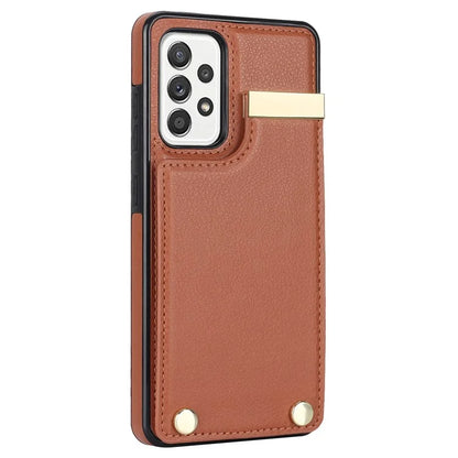 For Samsung Galaxy A52 4G / A52 5G / A52s 5G Case TPU+Leather Metal Decor Phone Cover with Card Holder