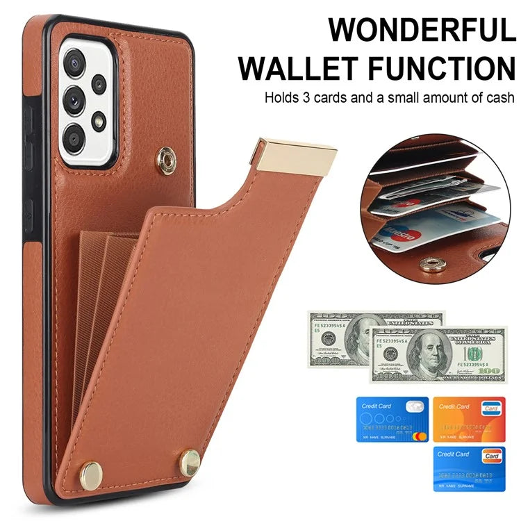 For Samsung Galaxy A52 4G / A52 5G / A52s 5G Case TPU+Leather Metal Decor Phone Cover with Card Holder