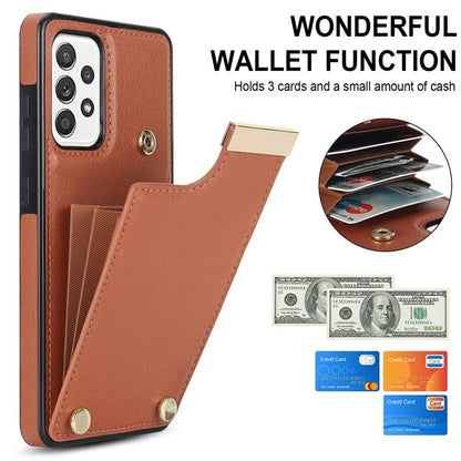 For Samsung Galaxy A52 4G / A52 5G / A52s 5G Case TPU+Leather Metal Decor Phone Cover with Card Holder