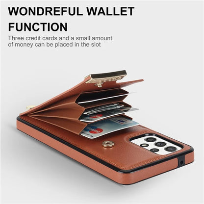 For Samsung Galaxy A52 4G / A52 5G / A52s 5G Case TPU+Leather Metal Decor Phone Cover with Card Holder