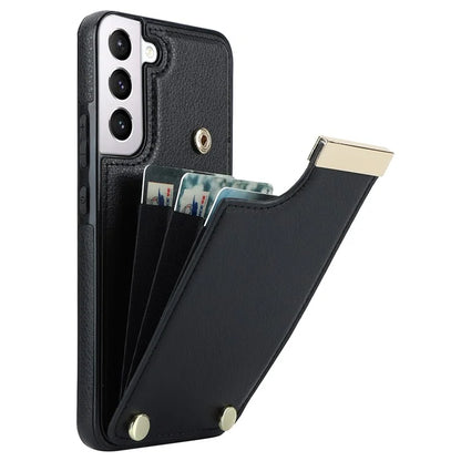 For Samsung Galaxy S22+ 5G Cell Phone Case Hardware Decor TPU+PU Leather Card Holder Cover