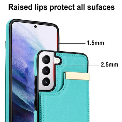 For Samsung Galaxy S22+ 5G Cell Phone Case Hardware Decor TPU+PU Leather Card Holder Cover
