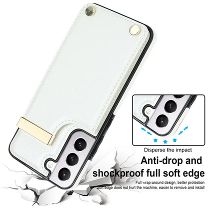 For Samsung Galaxy S22+ 5G Cell Phone Case Hardware Decor TPU+PU Leather Card Holder Cover