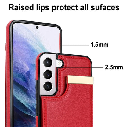 For Samsung Galaxy S22+ 5G Cell Phone Case Hardware Decor TPU+PU Leather Card Holder Cover