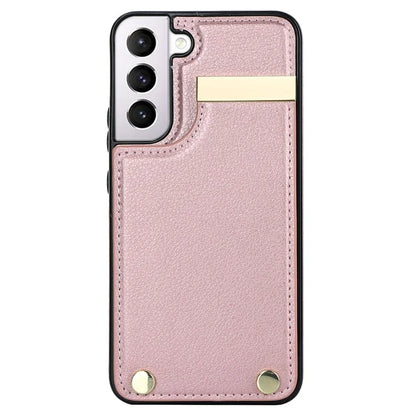 For Samsung Galaxy S22+ 5G Cell Phone Case Hardware Decor TPU+PU Leather Card Holder Cover