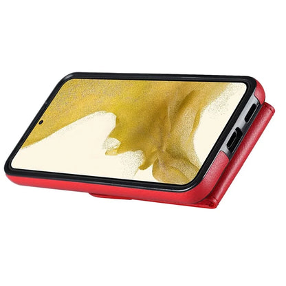 For Samsung Galaxy S22+ 5G Cover Card Bag Ring Kickstand Anti-fall Cell Phone Case with Strap