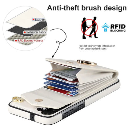 For Samsung Galaxy S22 5G Cover Accordion Card Bag PU Leather+TPU Ring Kickstand Cell Phone Case