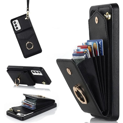 For Samsung Galaxy A82 5G Cover Accordion Card Bag Drop-proof Cell Phone Case with Strap