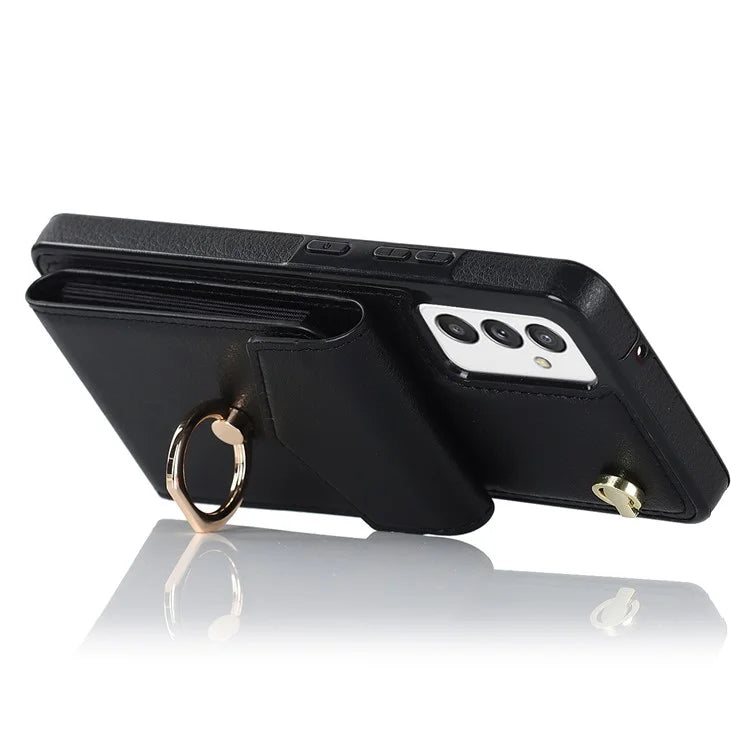 For Samsung Galaxy A82 5G Cover Accordion Card Bag Drop-proof Cell Phone Case with Strap