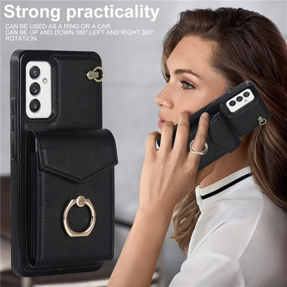 For Samsung Galaxy A82 5G Cover Accordion Card Bag Drop-proof Cell Phone Case with Strap