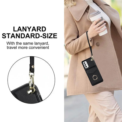 For Samsung Galaxy A82 5G Cover Accordion Card Bag Drop-proof Cell Phone Case with Strap