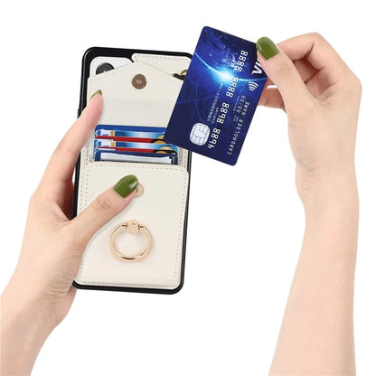 For Samsung Galaxy A82 5G Cover Accordion Card Bag Drop-proof Cell Phone Case with Strap