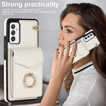 For Samsung Galaxy A82 5G Cover Accordion Card Bag Drop-proof Cell Phone Case with Strap
