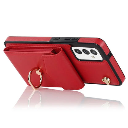For Samsung Galaxy A82 5G Cover Accordion Card Bag Drop-proof Cell Phone Case with Strap