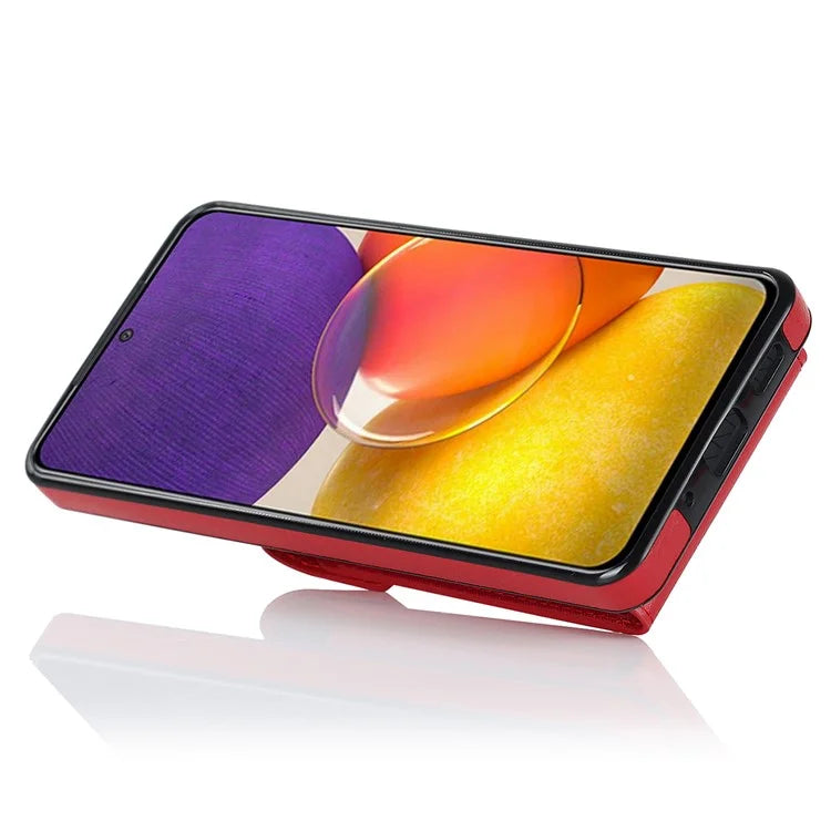 For Samsung Galaxy A82 5G Cover Accordion Card Bag Drop-proof Cell Phone Case with Strap