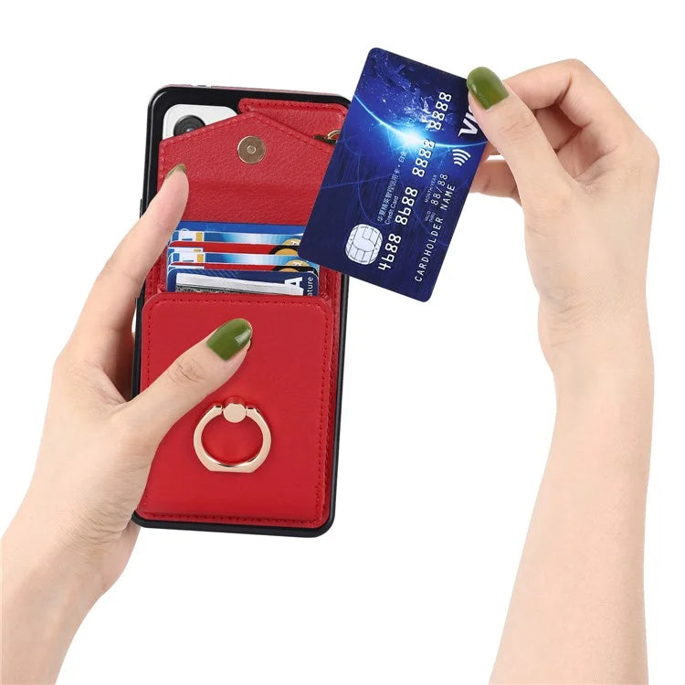 For Samsung Galaxy A82 5G Cover Accordion Card Bag Drop-proof Cell Phone Case with Strap